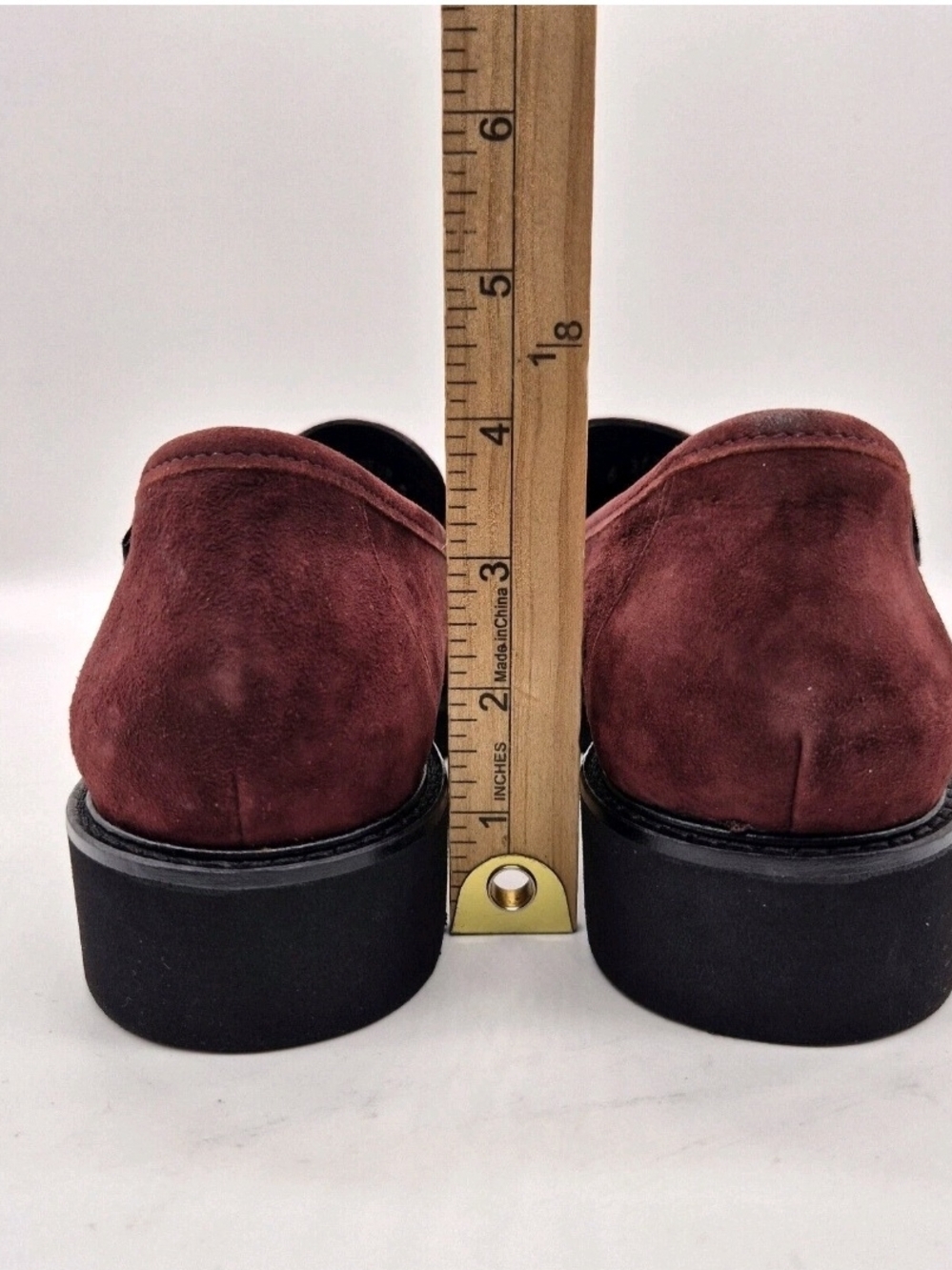 Mephisto Women's Burgundy Suede Chain-Trim Loafers Size 8 - Picture 8 of 8